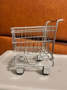 Mini Metal Shopping Cart - Silver